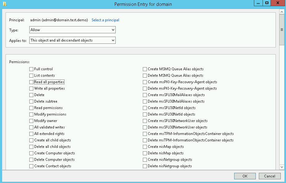 Permissions tab