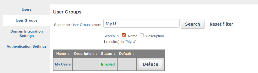 User groups search