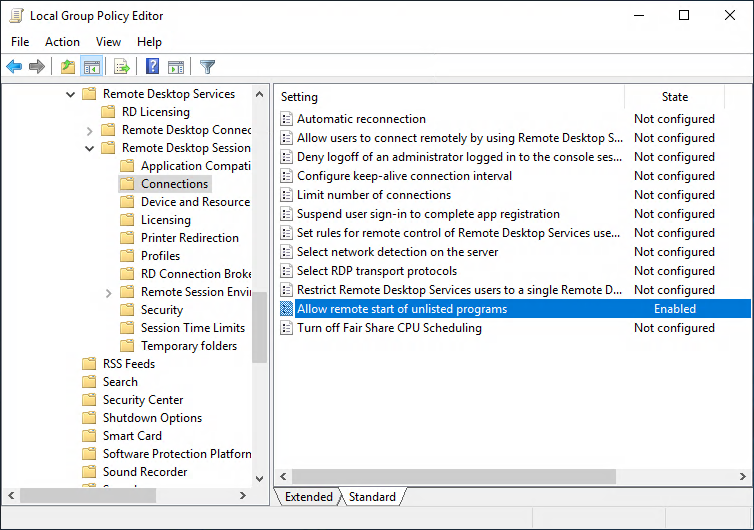 Allow remote start of unlisted programs